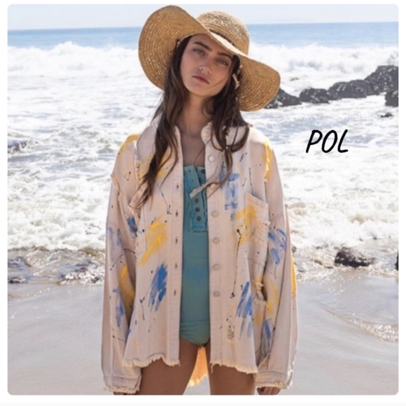 1 medium left 😁New boutique Pol distressed hem twill jacket - Picture 4 of 17